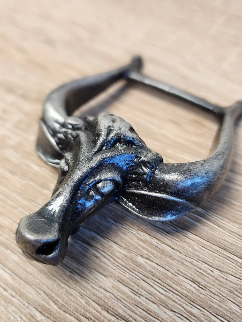VINTAGE Silver Color Metal Longhorn Bull Animal Belt Buckle